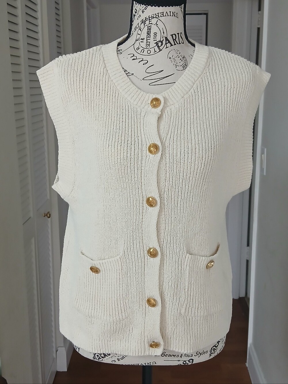 Song of Style Revolve Ribbed Knit Vest with Gold Buttons